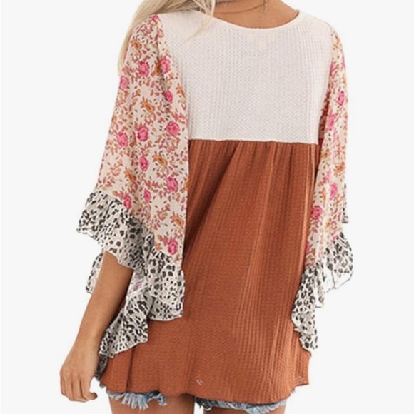 Floral and Leopard Print Kimono Top - Picture 2 of 3